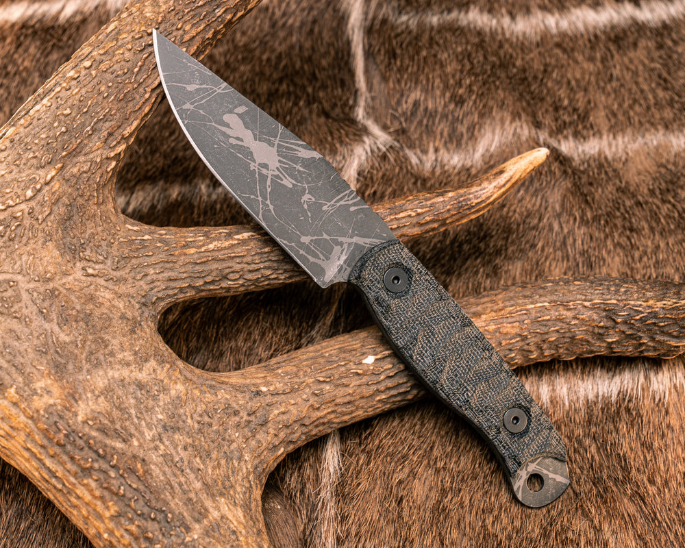 Crow Scalper- Black Canvas Micarta, Allen Bolts, Textured Grip