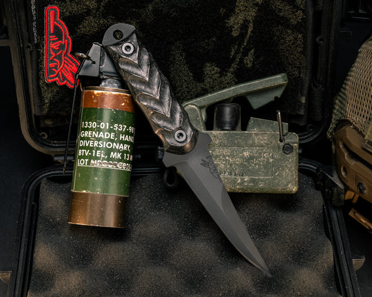 Combat Filet - Black Dark Matter Carbon Fiber, Armor Black Cerakote, Allen Bolts, Textured Grip