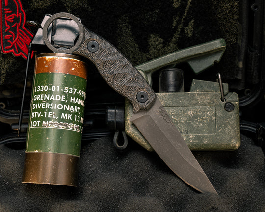 Osoraku 3" Mini - Black Canvas Micarta, Allen Bolts, Textured Grip