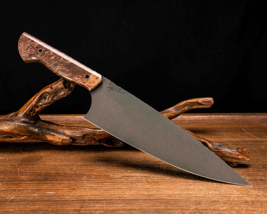 Chef Blade- Chechen Caribbean Rosewood, Copper Hollow Pins, Smooth Grip