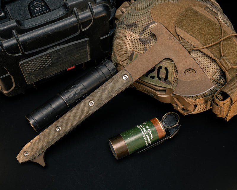 Howler Hawk- OD Green Canvas Micarta, Midnight Bronze Cerakote, Ti Allen Bolts, Smooth Grip