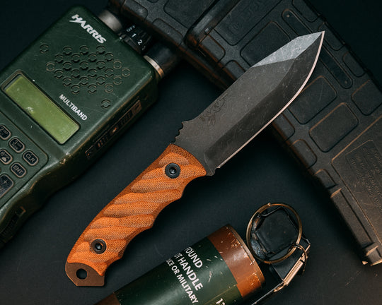 Disaster Jr- Natural Canvas Micarta, Allen Bolts, Iron Grip