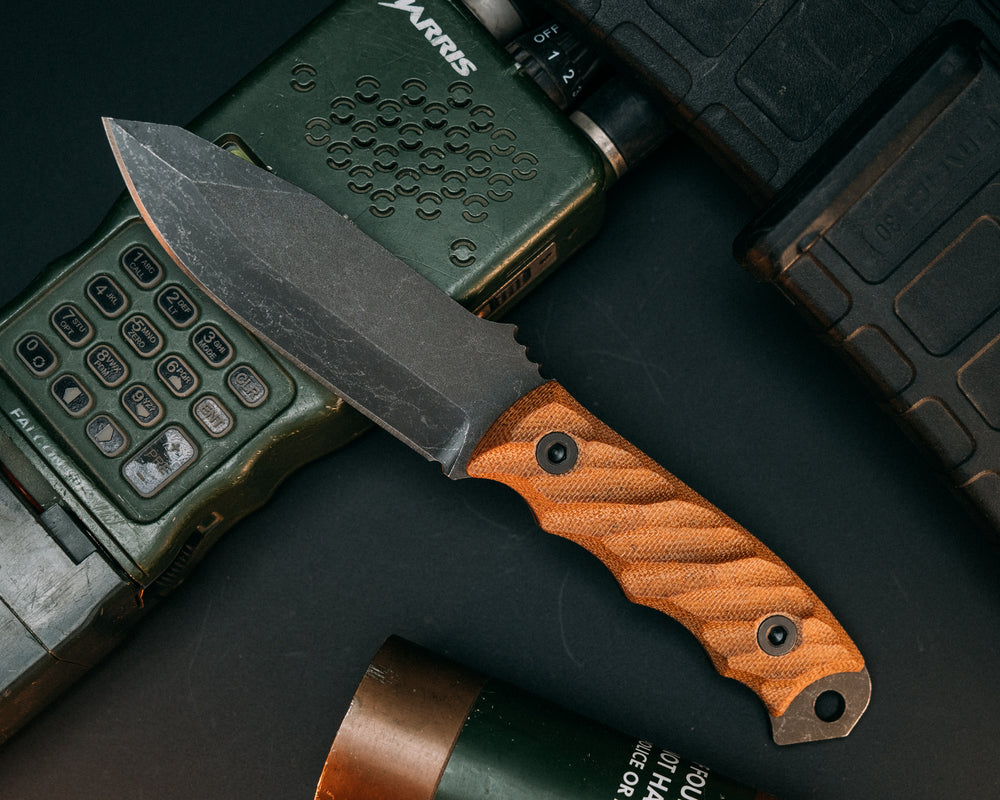 Disaster Jr- Natural Canvas Micarta, Allen Bolts, Iron Grip