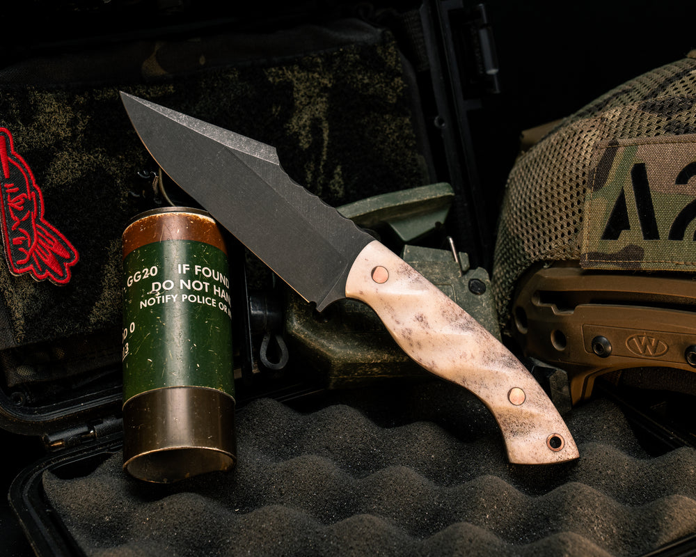 Widow Maker- CO Elk Antler, Copper Pins, Copper Lanyard Pin, Textured Grip