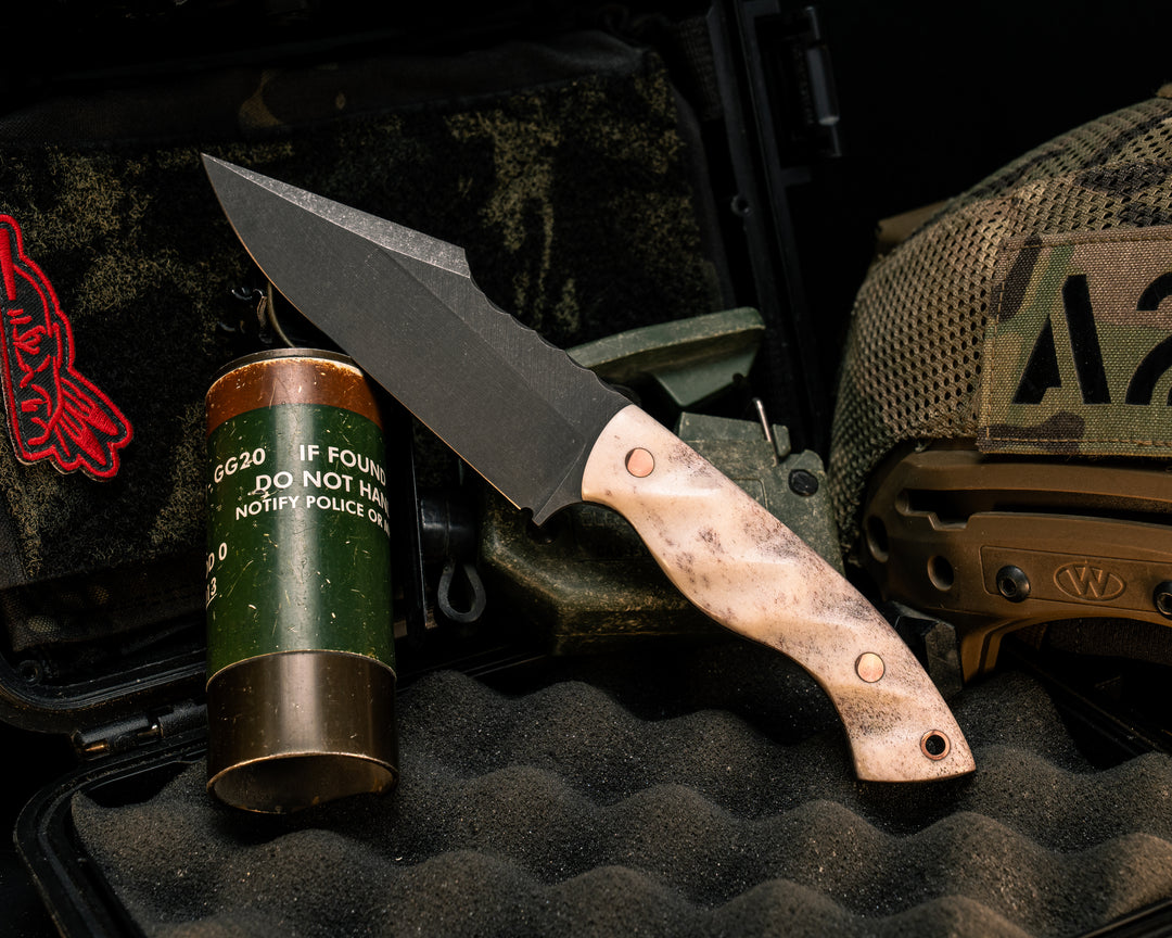 Widow Maker- CO Elk Antler, Copper Pins, Copper Lanyard Pin, Textured Grip