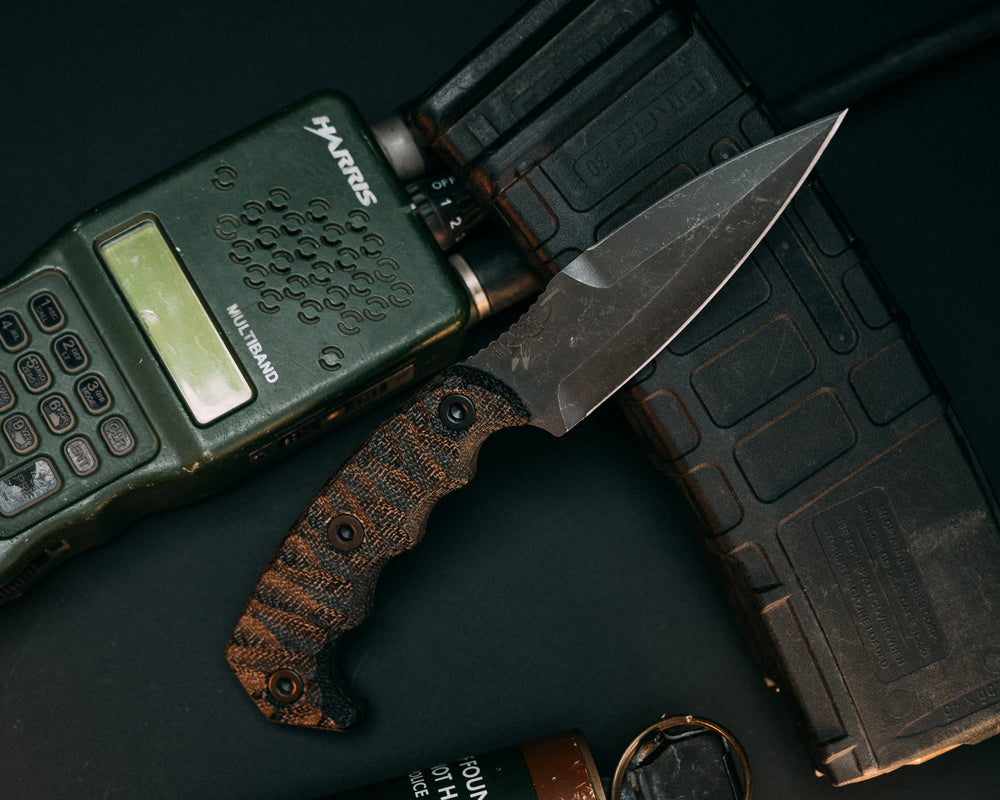 4"  HUMINT- Black Canvas Micarta, Allen Bolts, Textured Grip