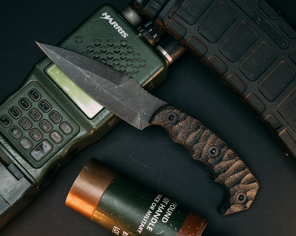 4"  HUMINT- Black Canvas Micarta, Allen Bolts, Chaos Grip