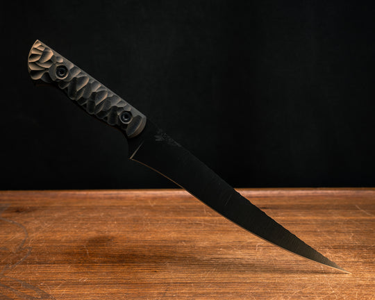 Large Filet- Black G10, Armor Black Cerakote, Allen Bolts, Textured Grip