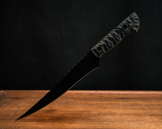 Large Filet- Black G10, Armor Black Cerakote, Allen Bolts, Textured Grip