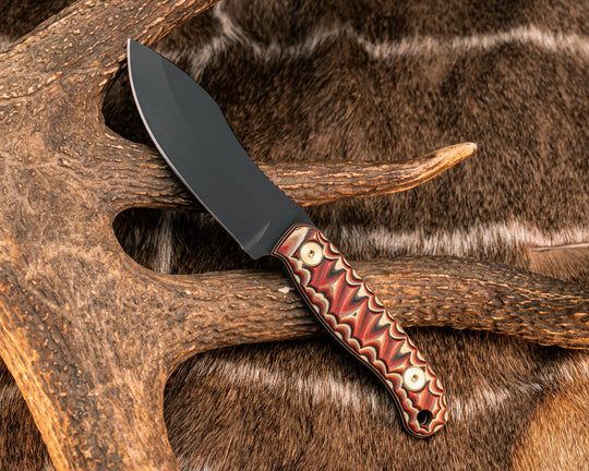 Skinner Jr- Native G10, Armor Black Cerakote, Brass Allen Bolts, Textured Grip