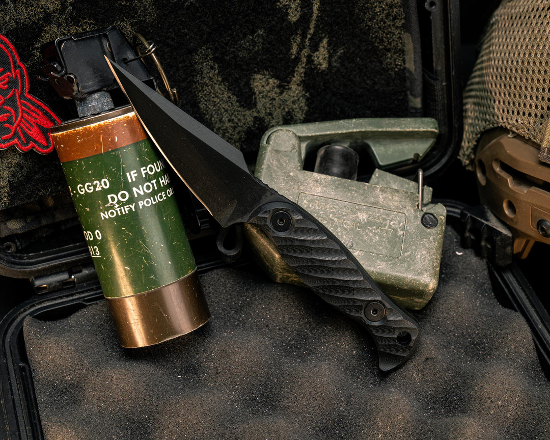 Gulo Gulo- Black G10, Armor Black Cerakote, Allen Bolts, Textured Grip