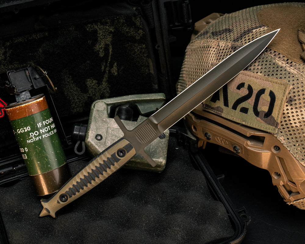 V-42 Dagger- OD Green and Black G10, OD Green Cerakote, Allen Bolts, Textured Grip