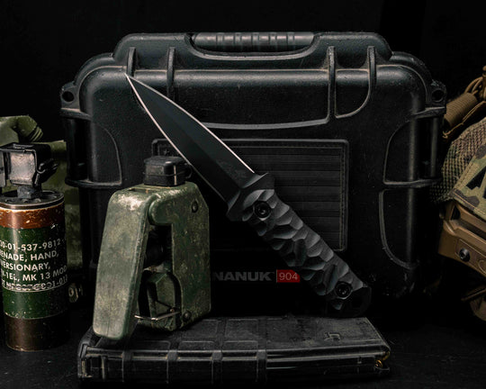 Combat Dagger- Black G10, Armor Black Cerakote, Allen Bolts, Textured Grip