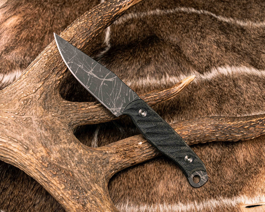Crow Jr- Black Canvas Micarta, Ti Allen Bolts, Textured Grip