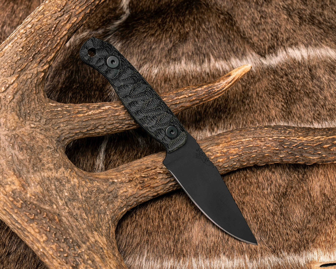 Feather Light- Black Canvas Micarta, Armor Black Cerakote, Allen Bolts, Textured Grip