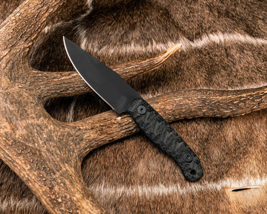 Feather Light- Black Canvas Micarta, Armor Black Cerakote, Allen Bolts, Textured Grip