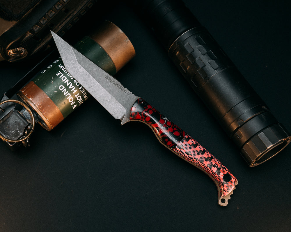 SHAW SHIV x HFB- Skull Resin and Carbon and Magenta Resin, CF Pins, Smooth Grip