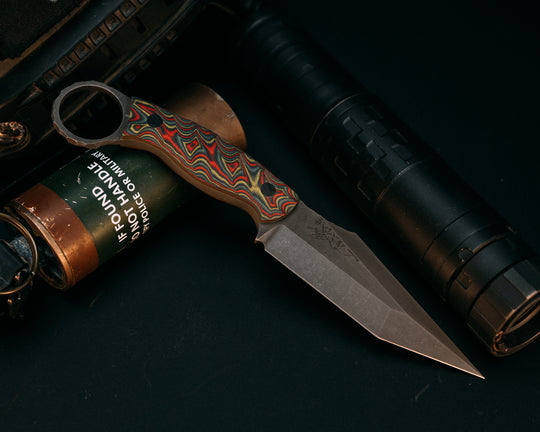 Ringed Tac Tanto- Contra G10, CF Pins, Chaos Grip
