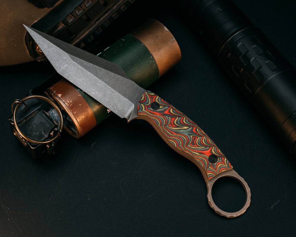 Ringed Tac Tanto- Contra G10, CF Pins, Chaos Grip