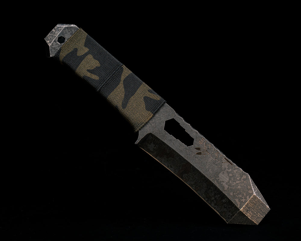 Breacher Bar Multi-tool Prybar- Black Multicam Elastic Bands, Phillips Bit Included, Acid Splash and Rock Wash Finish