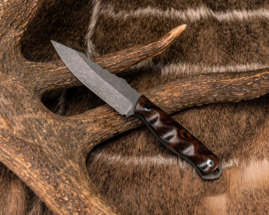Field Knife Jr- Desert Ironwood. Mosaic Pins, Textured Grip