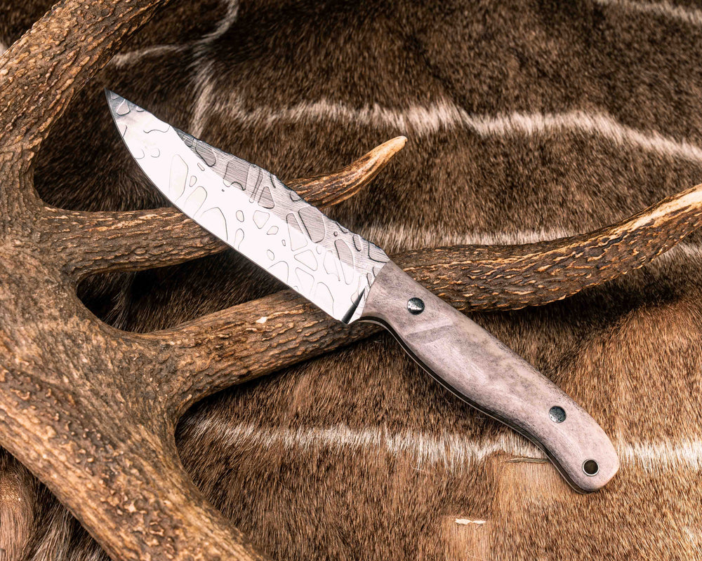 Crow Scout- Elk Antler, Mosaic Pins, Aluminum Lanyard Pin, Textured Grip