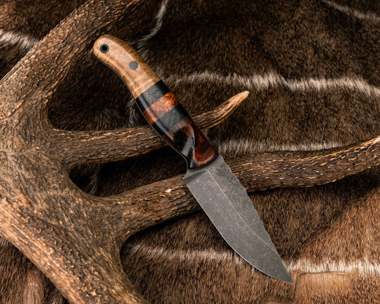 Crow Jr- Desert Ironwood, Ancient Bog Oak and Lion's Blood Amboyna Split, Teak, CF Pins, CF Lanyard Pin, Textured Grip