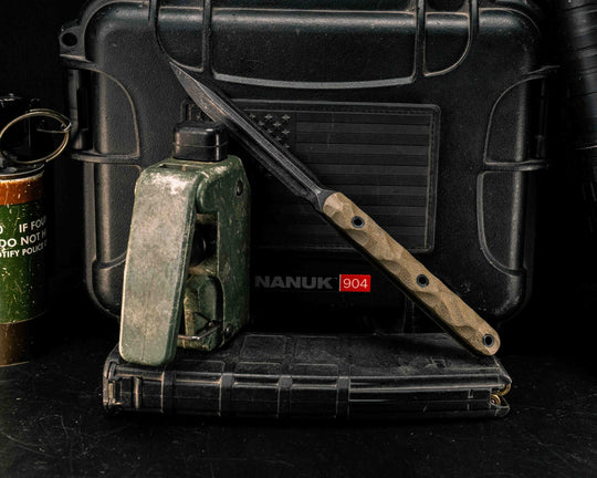 OSS Spike - OD Green Canvas Micarta, CF Hollow Pin, Textured Grip