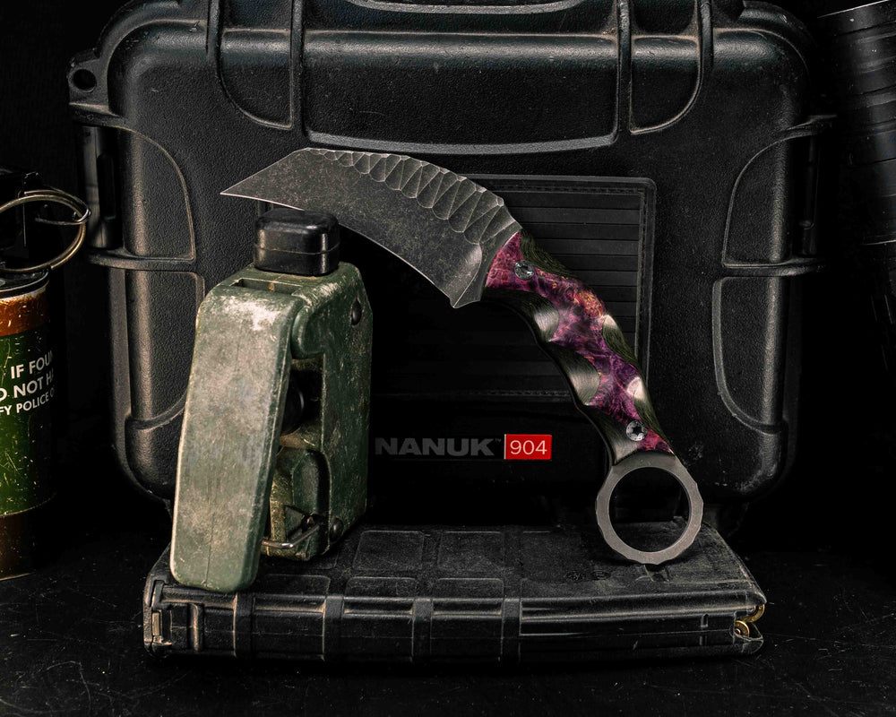 Karambito- Dyed Buckeye Over Jungle Wear FAT Carbon, Mosaic Pins, Textured Grip