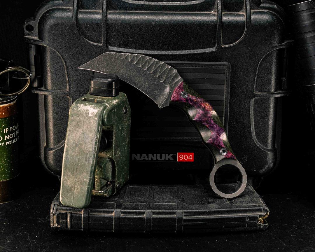 Karambito- Dyed Buckeye Over Jungle Wear FAT Carbon, Mosaic Pins, Textured Grip