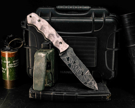 Disaster Breacher Gen 3- Elk antler, Mosaic Pins, Copper Lanyard Pin, Textured Grip