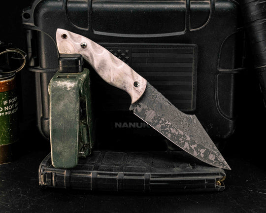 Widow Maker- Elk Antler, Mosaic Pins, Copper Lanyard Pin, Textured Grip