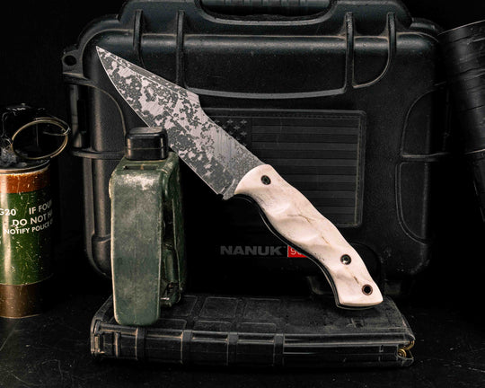 Widow Maker- Elk Antler, Mosaic Pins, Copper Lanyard Pin, Textured Grip