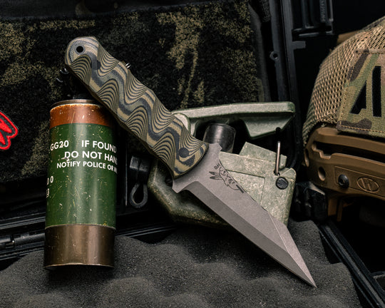 Combat Dirt Nap- OD Green and Black Layered G10, CF Pins, CF Lanyard Pin, Textured Grip