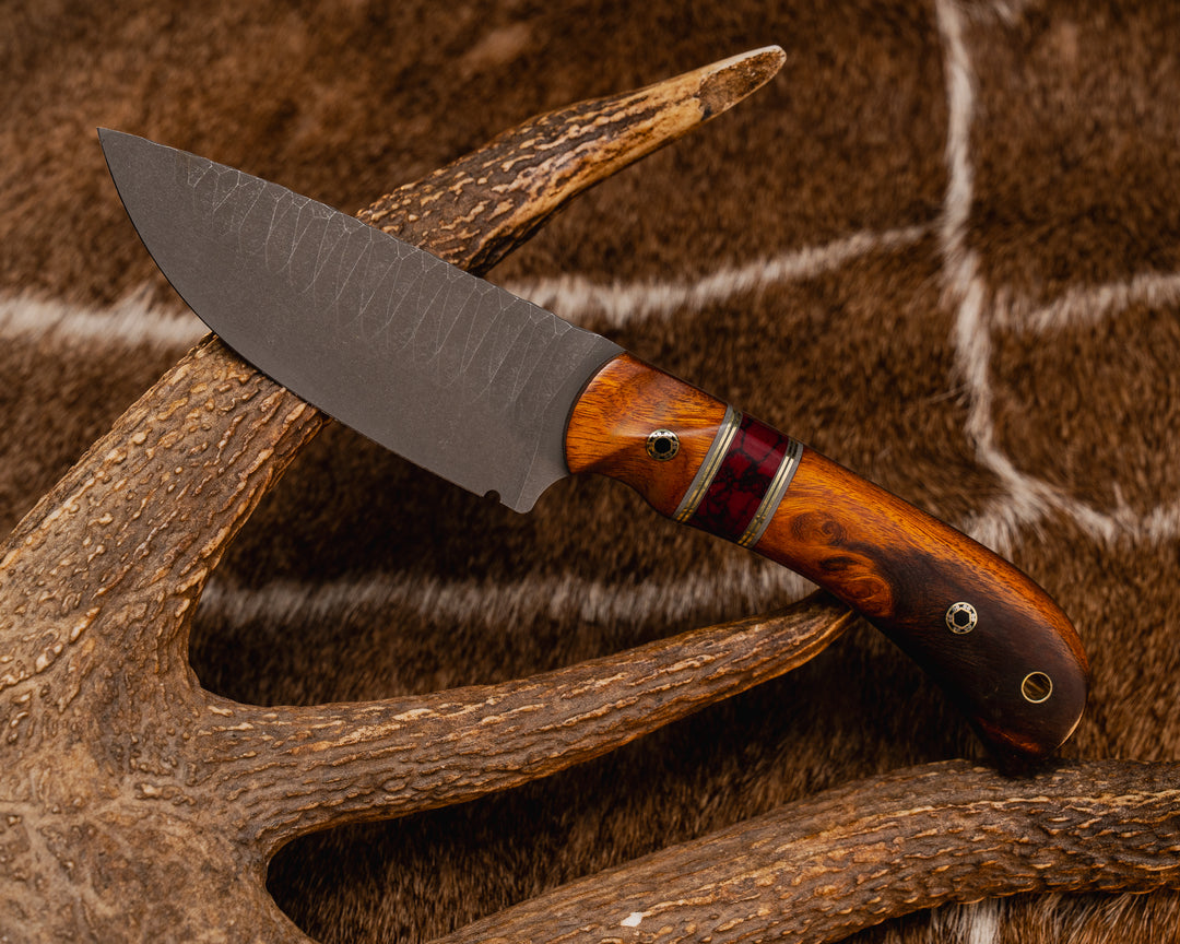 Cavner- Desert Ironwood, Grey G10, Brass and OD Green G10 Pin Striping, Bloody Basin Tru-stone Split, Mosaic Pins, Brass Lanyard Pin, Contoured Grip