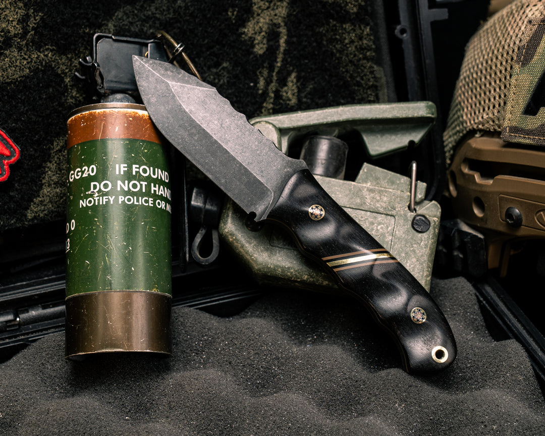 Disaster Cub- African Blackwood, Coyote G10, Black G10 and Brass Split, Mosaic Pins, Brass Lanyard Pin, Coyote G10 Liner, Textured Grip