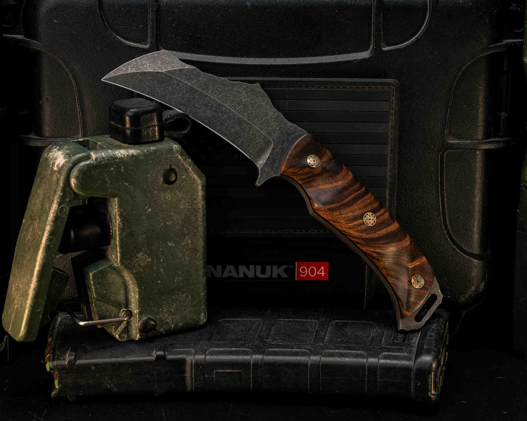 Vulture- Hawaiian Curly Koa, Mosaic Pins, Textured Grip