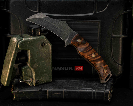 Vulture- Hawaiian Curly Koa, Mosaic Pins, Textured Grip