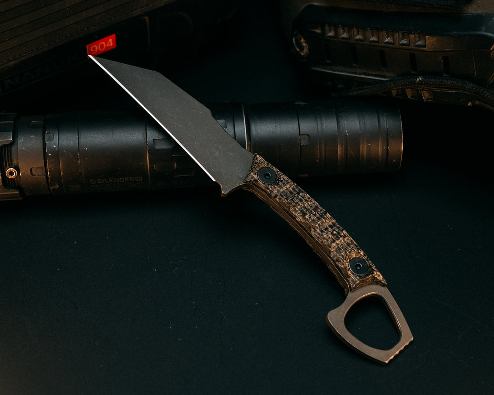 SHPOS - Black Burlap Micarta, Allen Bolts, Iron Grip
