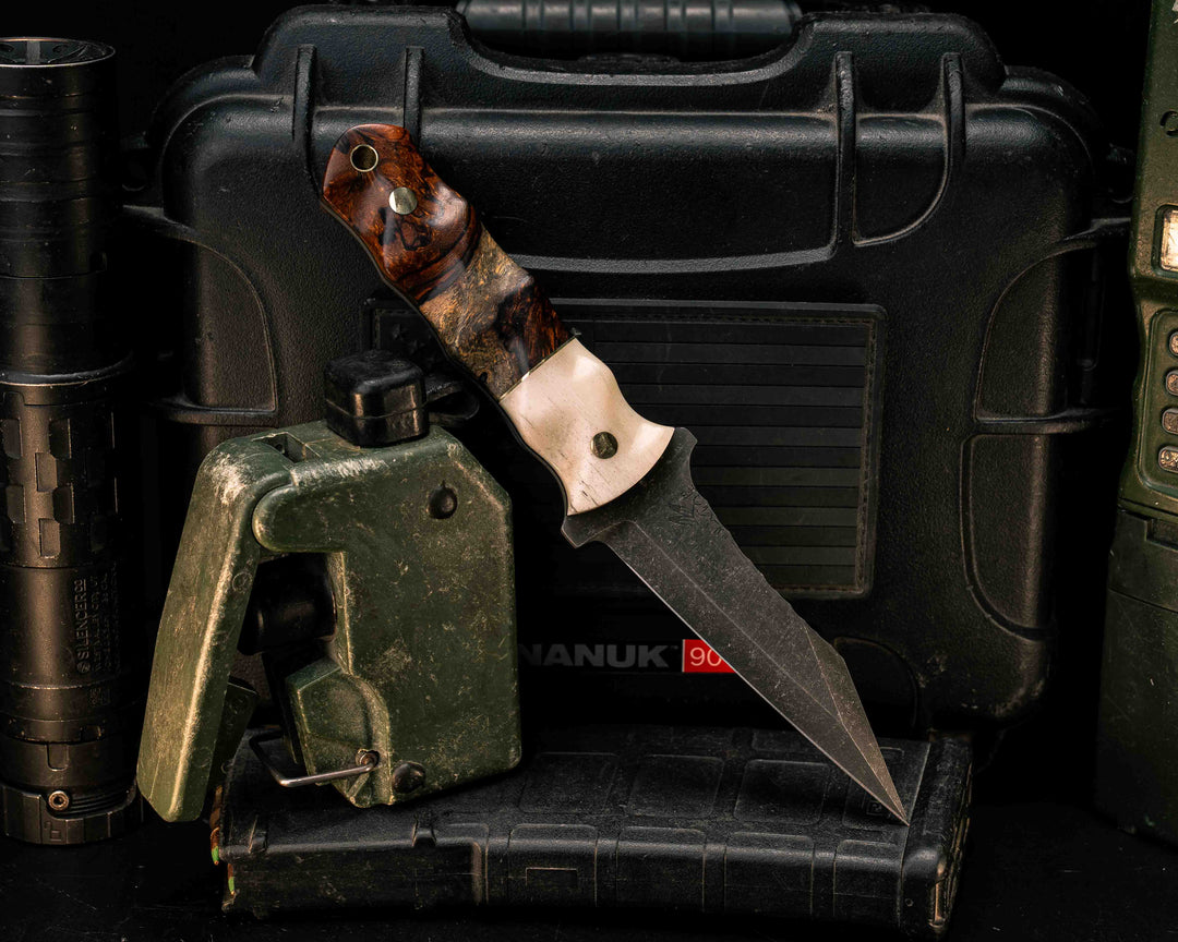 Combat Dirt Nap- Giraffe Bone, Brass Split, Desert Ironwood, Brass Pins, Brass Lanyard Pin, Textured Grip