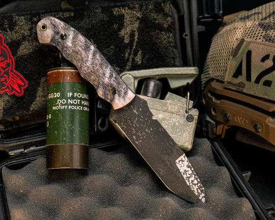 Disaster Breacher- CO Elk Antler, Mosaic Pins, Brass Lanyard Pin, Textured Grip