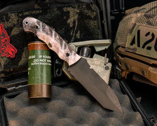 Modified Disaster Breacher- CO Elk Antler, Mosaic Pins, Aluminum Lanyard Pin, Textured Grip