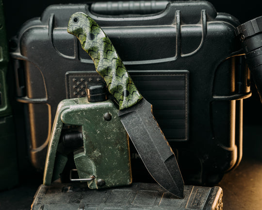 Disaster Jr Gen 3- OD Green Dragon Scales GripX, CF Pins, Textured Grip.