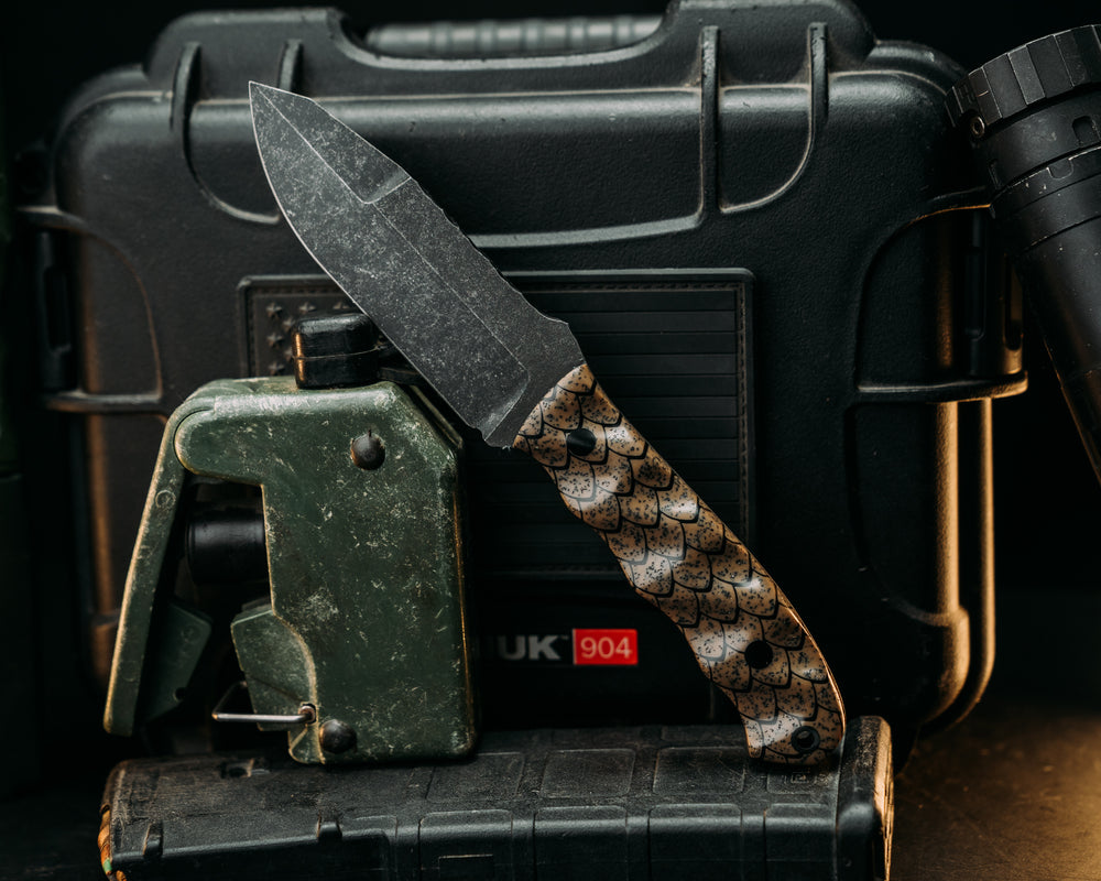 Disaster Jr Gen 3- Flat Dark Earth Dragon Scales GripX, CF Pins, Textured Grip.