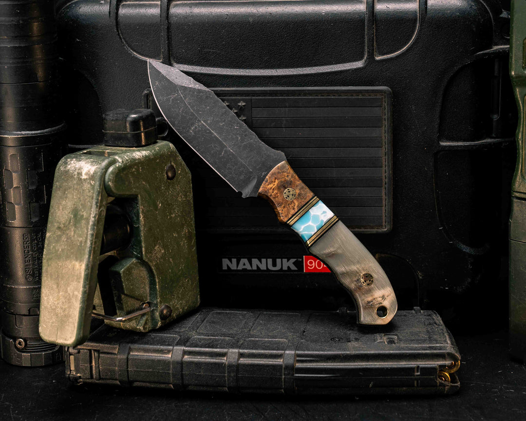 Disaster Cub- Teak, Black G10 and Brasss Pin Striping, Larimar Tru-stone Split, Ram's Horn, Mosaic Pins, Brass Lanyard Pin, Smooth Grip
