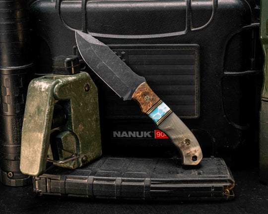 Disaster Cub- Teak, Black G10 and Brasss Pin Striping, Larimar Tru-stone Split, Ram's Horn, Mosaic Pins, Brass Lanyard Pin, Smooth Grip