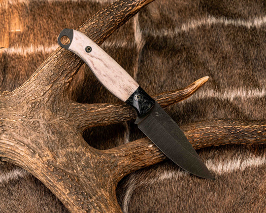 Crow Jr- Carbon, Elk antler, Mosaic Pins, Textured Grip