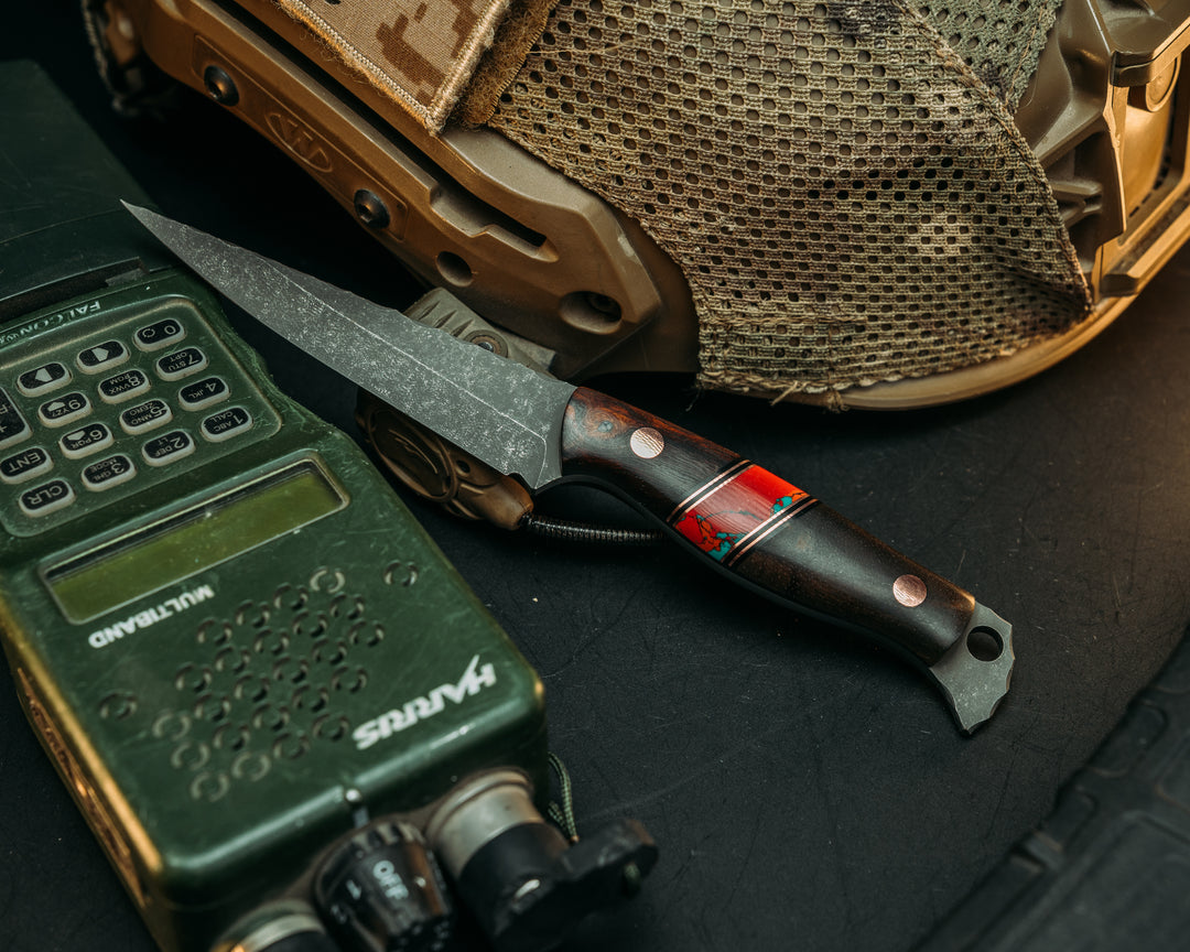 Congressman- Desert Ironwood, Black G10 and Copper Pin Striping, Sonoran Sunset Tru-stone Split, Copper Pins, Smooth Grip