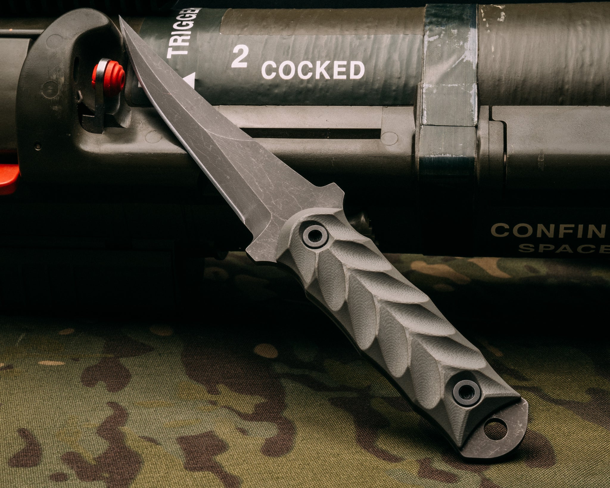 Combat Filet- Grey G10, allen bolts, iron grip