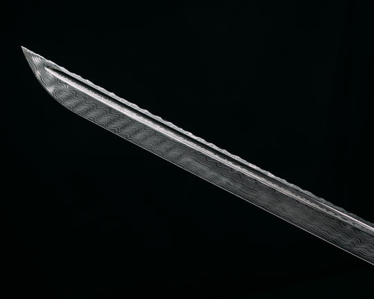Katana- Baker Forge Zeus Pattern Performance Stainless Damascus- Giraffe Bone, Mosaic Pins, Textured Grip